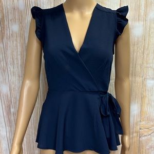 Monteau Ruffled Mock Wrap Top‎